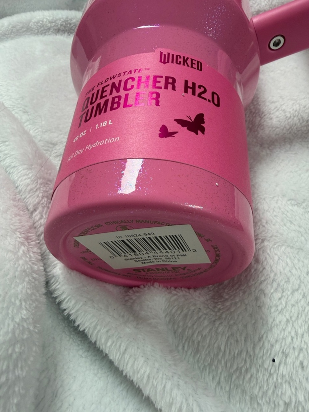 Wicked “Glenda” Stanley Hot Pink Tumbler with sparkles & Gold Accents - Picture 4 of 13